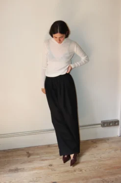 C.T. Plage – Ladies High Neck Longsleeve Rib Pullover 5540K-10 – White