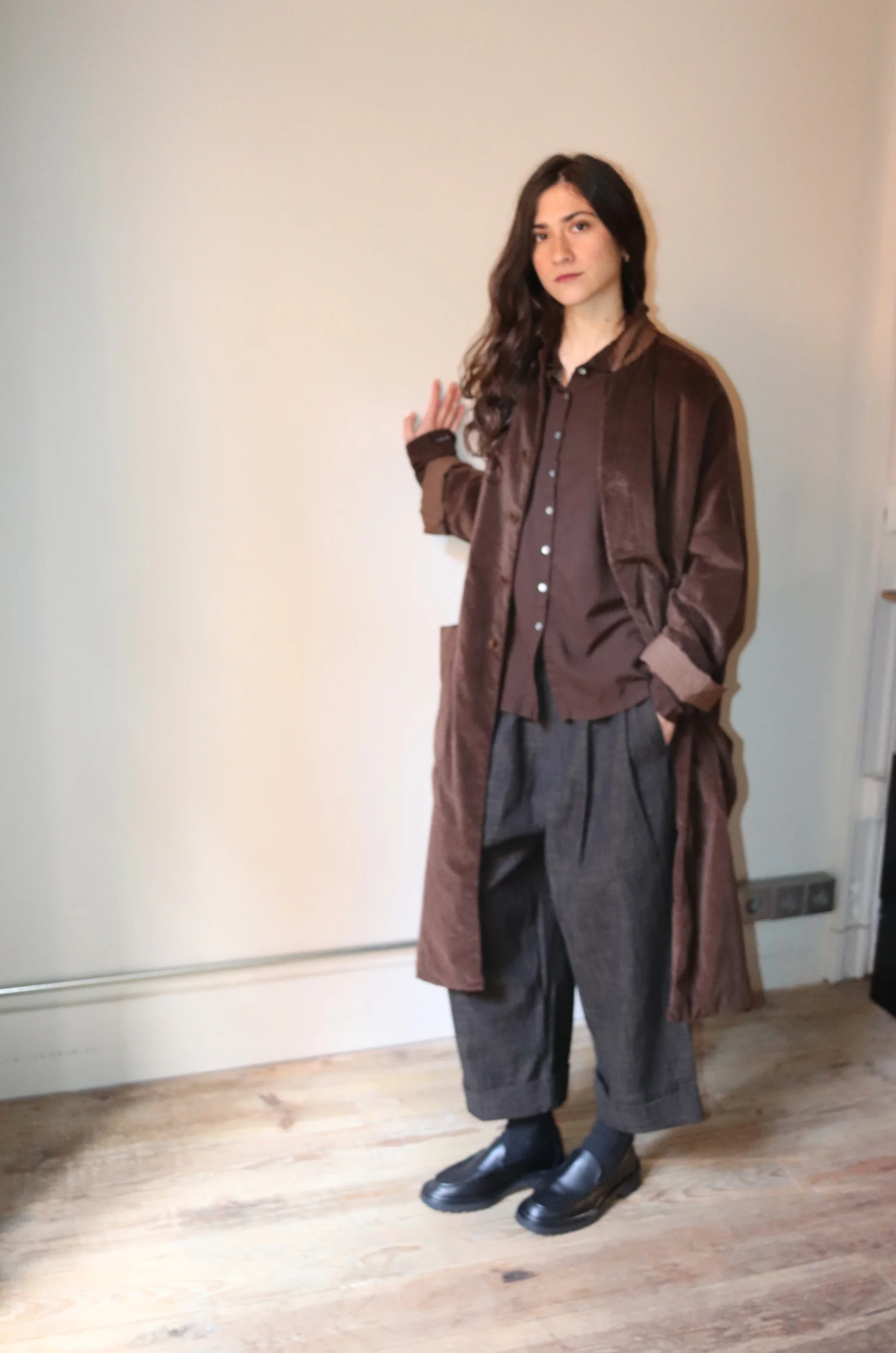 Album Di Famiglia – Velvet Loose Coat – Coffee 4 Album Di Famiglia – Velvet Loose Coat – Coffee – Image 2