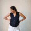 C.T. Plage – Ladies V-neck Sleeveless Cardigan – CT25108-75- B.Navy -Salomon Boutique IMG 2756 2 2 1