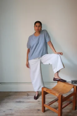 C.T. Plage – Ladies Round Halfsleeve Pullover CT25104 -71 – Sax Raccoon Fox