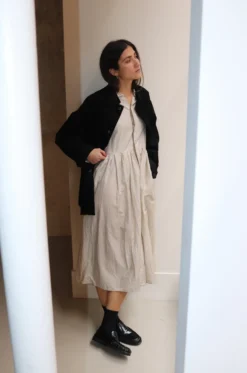 Toujours – Random Pleated Baggy Shirt Dress MM41TD03 – Off Gray