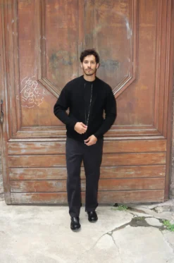 Lady White X Phigvel – Cashmere Bottleneck Cardigan – Black