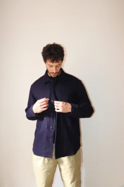 Sage De Cret – Wool Viyella Tumbler Work Shirt 31-40-6159 – Navy