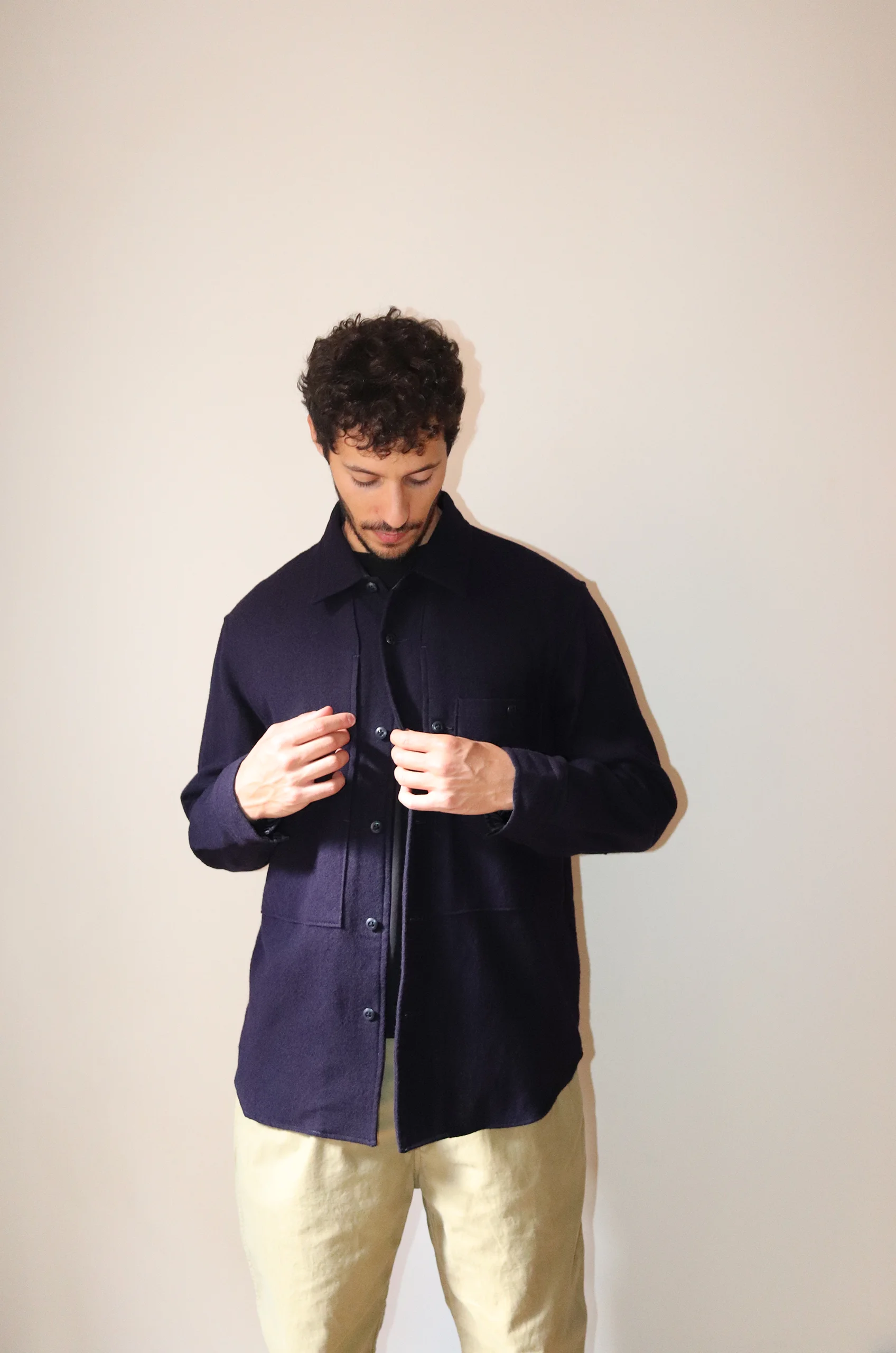 Sage De Cret – Wool Viyella Tumbler Work Shirt 31-40-6159 – Navy 3 Sage De Cret – Wool Viyella Tumbler Work Shirt 31-40-6159 – Navy