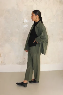 Pas De Calais – Linen Baker Pants 13-40-8487 – Khaki -Salomon Boutique hjbd