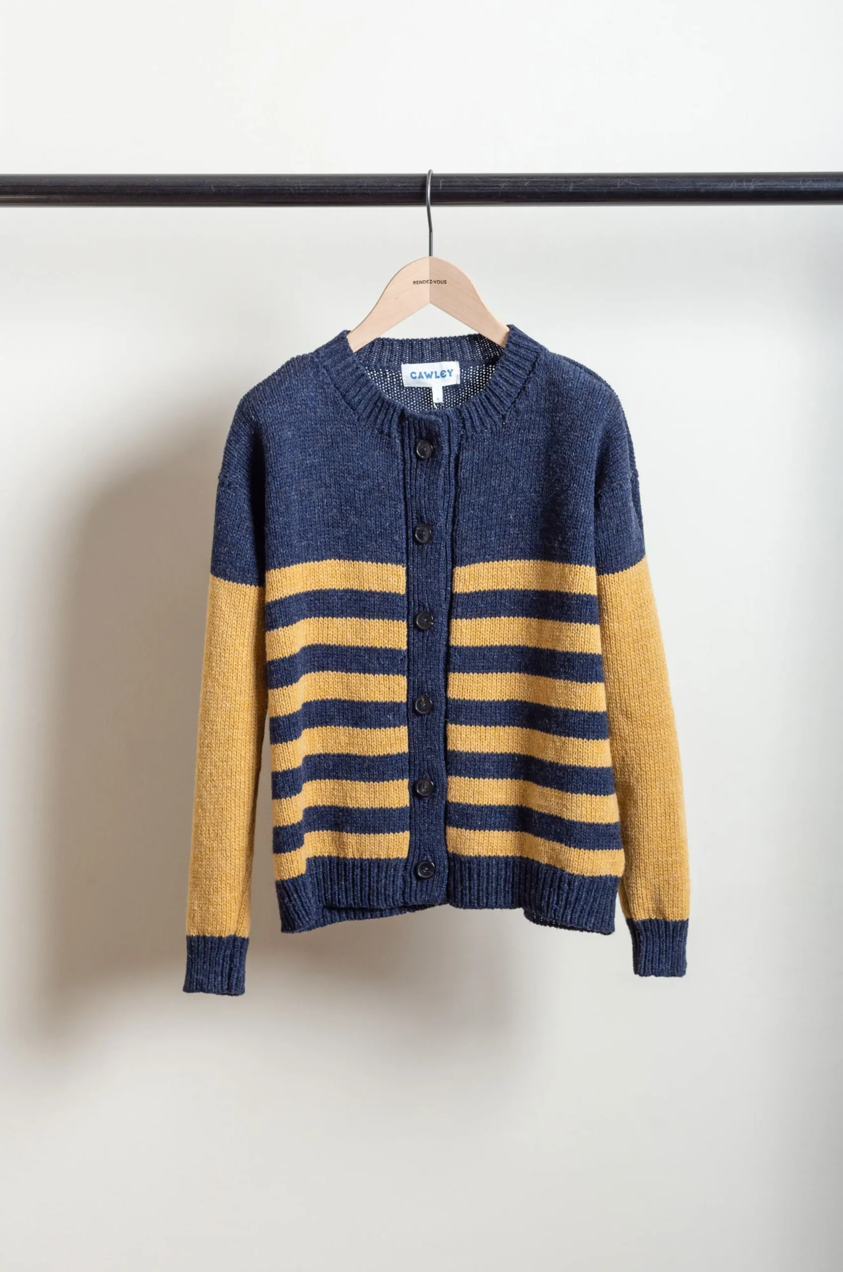 CAWLEY – Stripe Rosa Cardigan – Vintage Heather/Maize 4 CAWLEY – Stripe Rosa Cardigan – Vintage Heather/Maize – Image 2