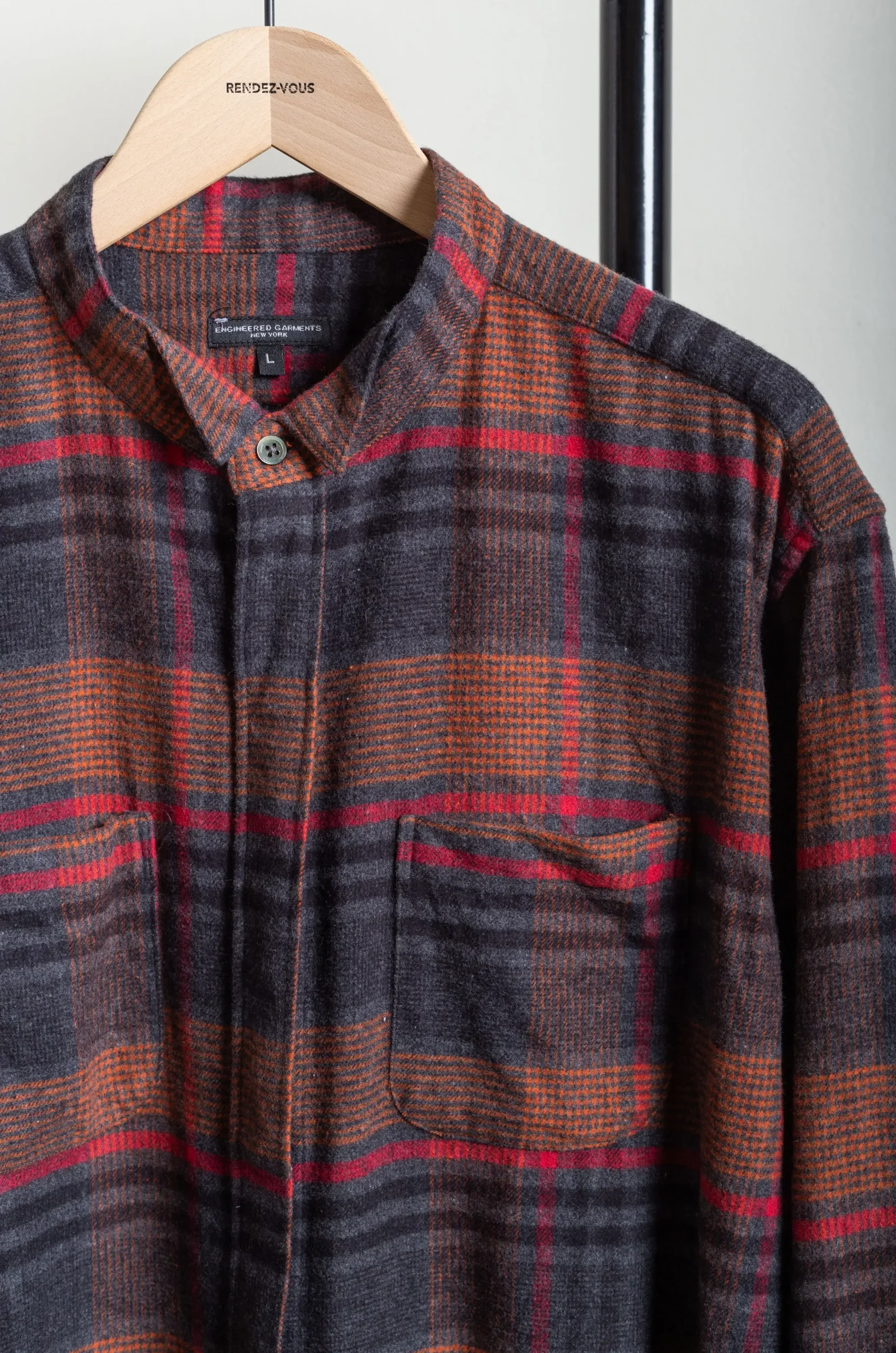 Engineered Garments – Wing Collar Shirt – Orange/Red 3 Engineered Garments – Wing Collar Shirt – Orange/Red