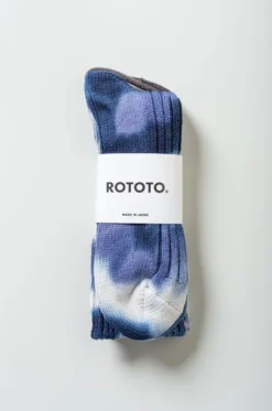 Rototo – Chunky Ribbed Crew Socks”Tie R1415 – Navy/Blue