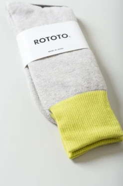 Rototo – Double Face Crew Socks R1515 – Lime/L.Gray