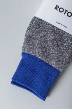 Rototo – Double Face Crew Socks – Blue/Gray