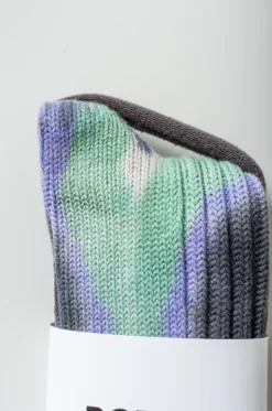 Rototo – Chunky Ribbed Crew Socks”Tie R1415 – BLK/MNT/PPL