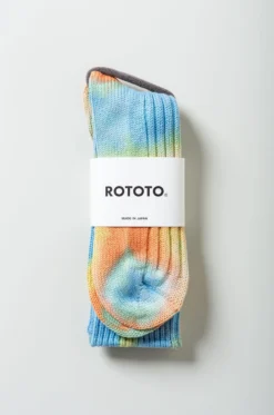 Rototo – Chunky Ribbed Crew Socks”Tie R1415 – ORG/L.BL/L.YE -Salomon Boutique rdv rototo 16 scaled 1
