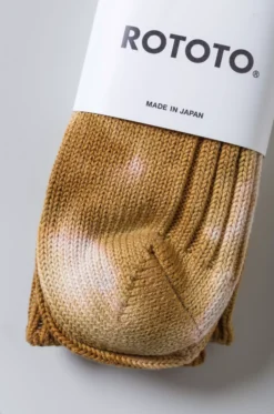 Rototo – Bicolor Ribbed Crew Socks Tie Dye – L.Brown/Beige