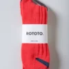 Rototo – Chunky Ribbed Crew Socks – Poppy/D.Blue