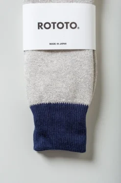 Rototo – Double Face Crew Socks R1515 – Navy/L.Gray