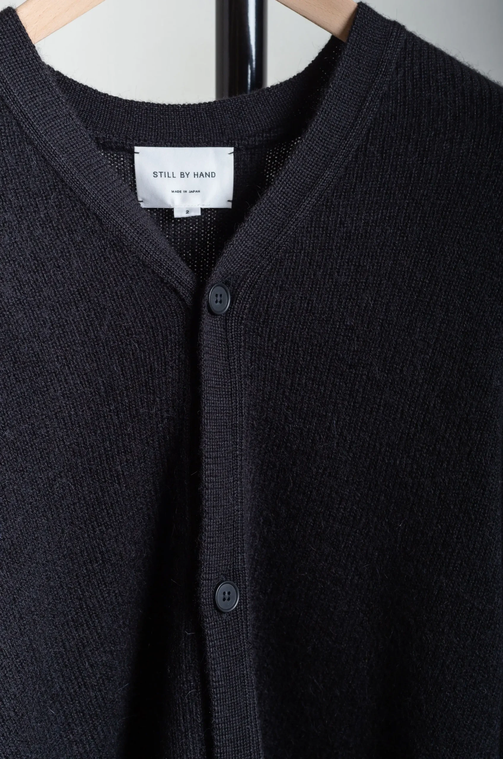 Still By Hand – Alpaca Fluffy Cardigan KN06243OS – Black 4 Still By Hand – Alpaca Fluffy Cardigan KN06243OS – Black – Image 2