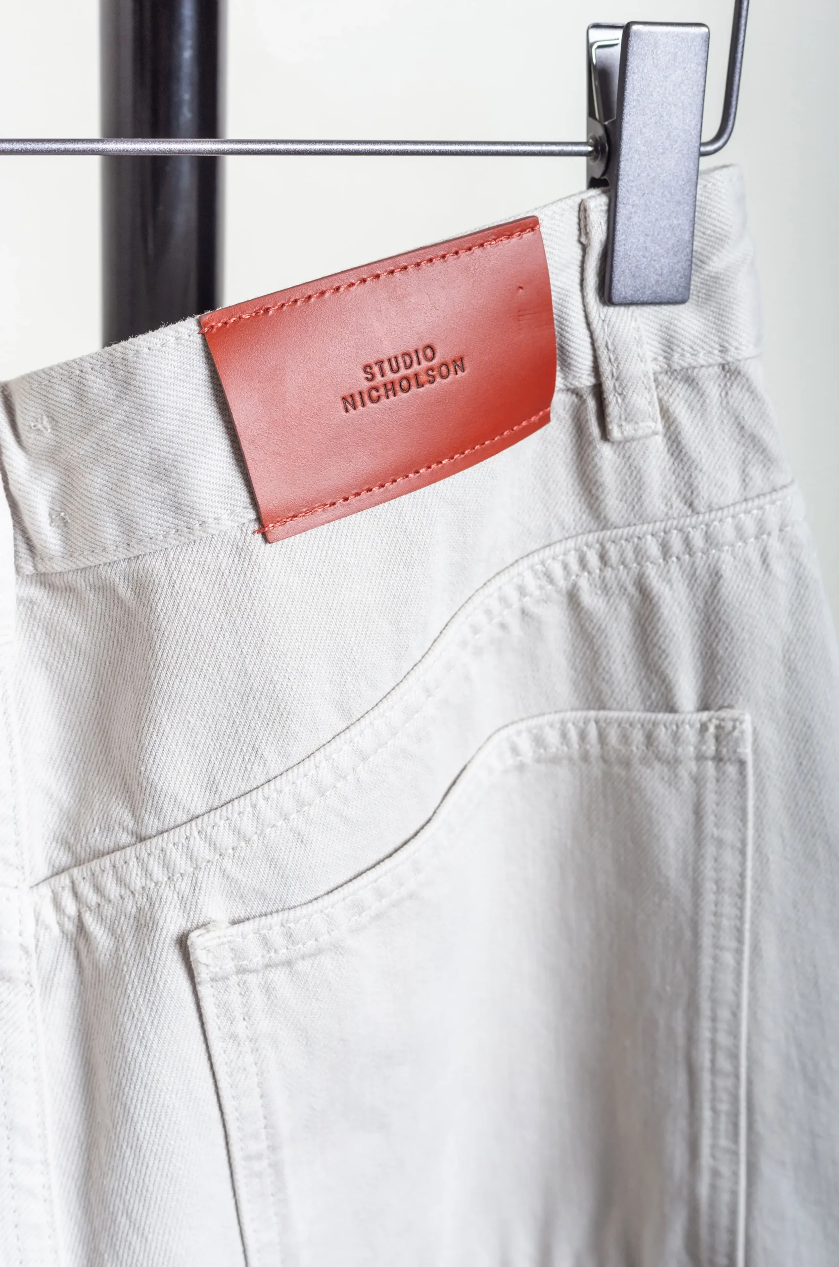 Studio Nicholson – CHALCO SNW-1417 Garment Dye Denim Pants – Bone Grey 8 Studio Nicholson – CHALCO SNW-1417 Garment Dye Denim Pants – Bone Grey – Image 6