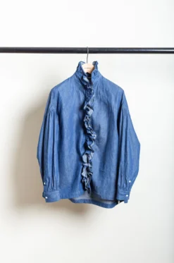 Toujours – Ruffle Shirt MM41LS01 – Blue -Salomon Boutique rdv toujours 01 scaled 1