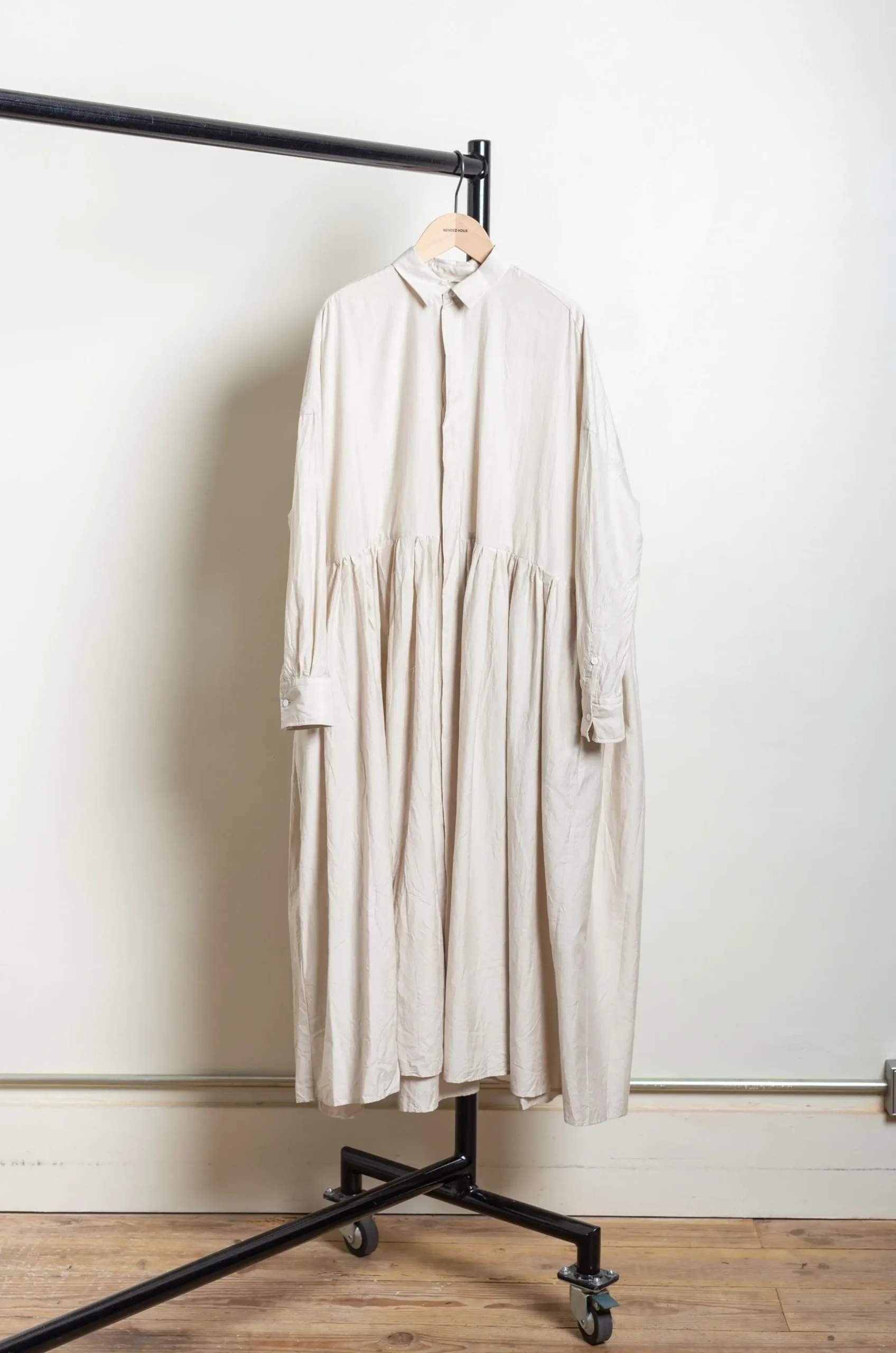 Toujours – Random Pleated Baggy Shirt Dress MM41TD03 – Off Gray 4 Toujours – Random Pleated Baggy Shirt Dress MM41TD03 – Off Gray – Image 2