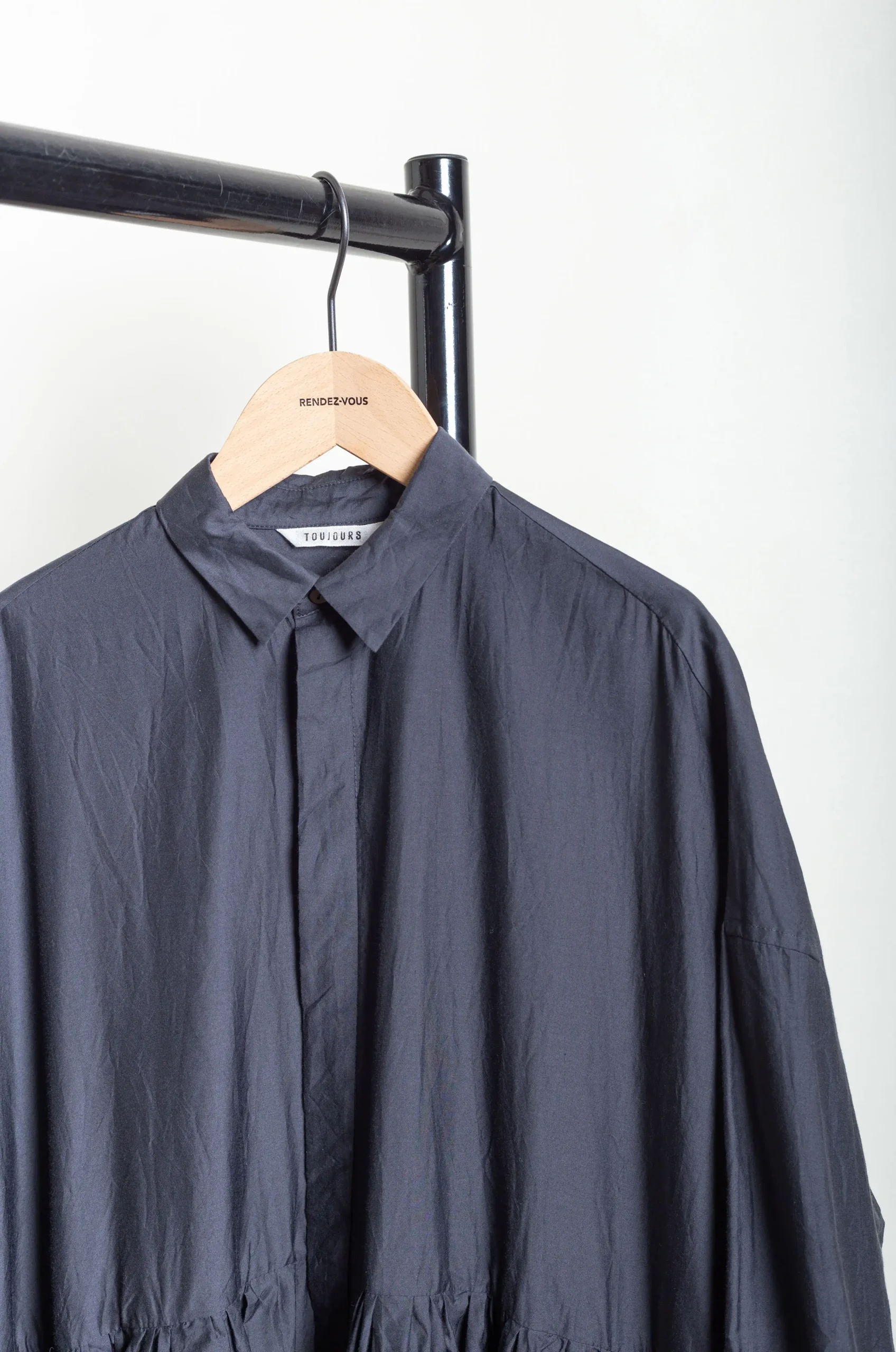 Toujours – Random Pleated Baggy Shirt Dress MM41TD03 – Black Navy 7 Toujours – Random Pleated Baggy Shirt Dress MM41TD03 – Black Navy – Image 5